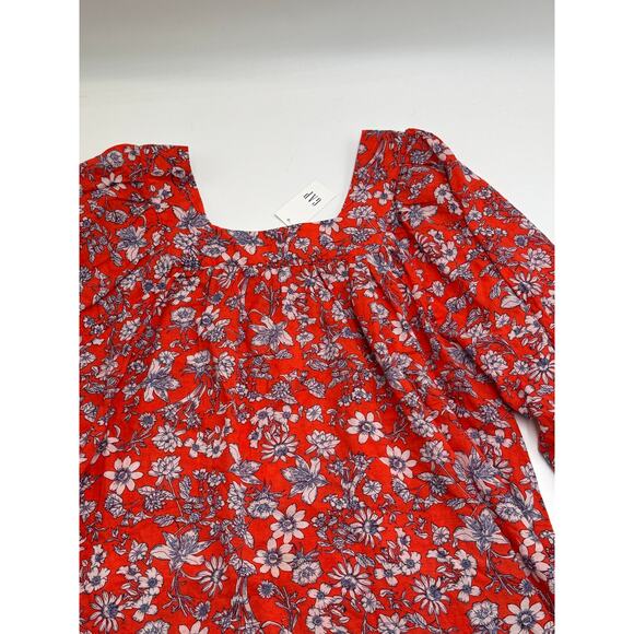 Gap · Large Petite · Blouson Sleeve Square Neck Blouse · Red Floral · NWT - Picture 7 of 11